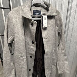 Abercrombie & Fitch Wool-Blend Mac Coat Size Medium